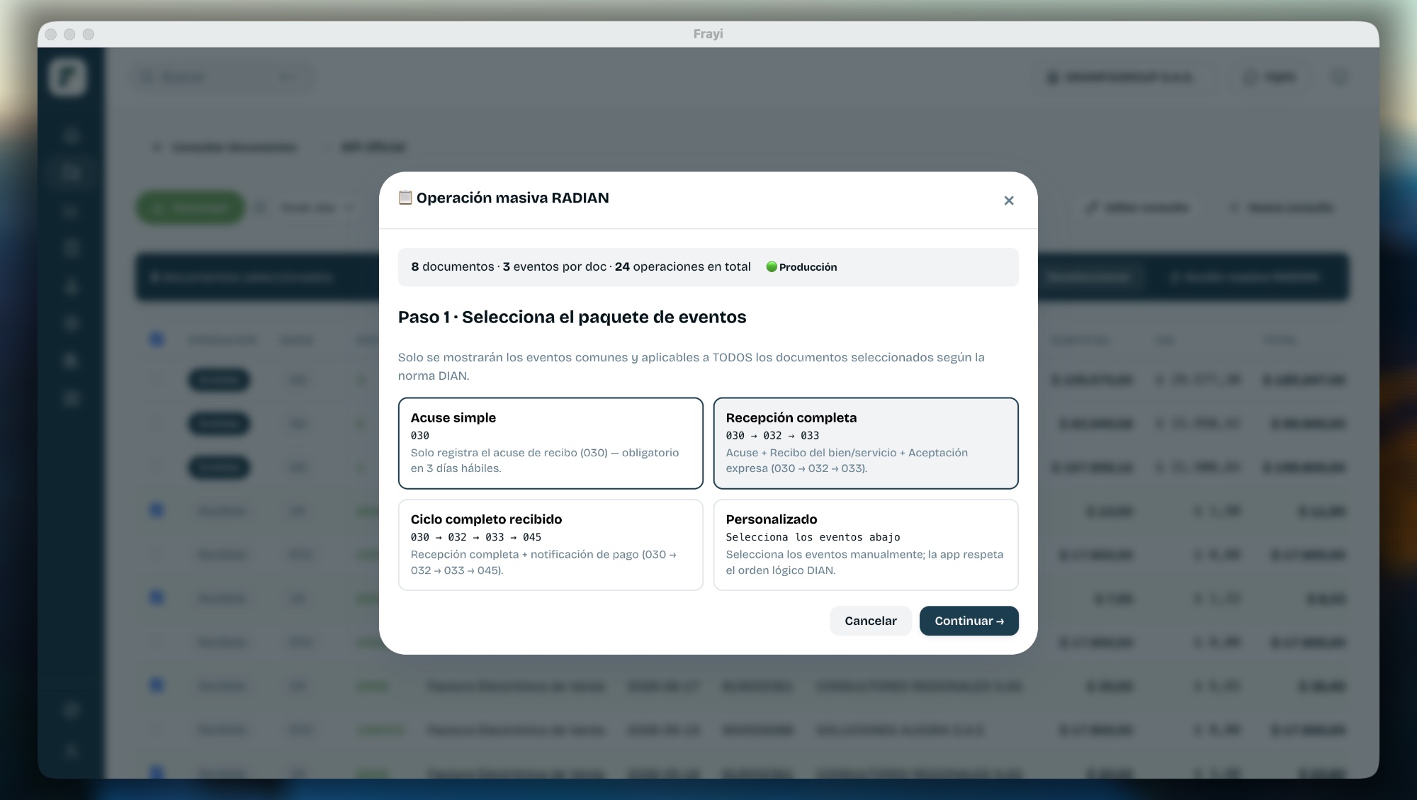 Imagen eventos masivos RADIAN Frayi Doc-e aplicación de productividad contable en Colombia